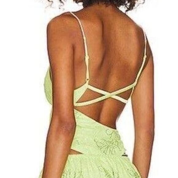 NEW FOR LOVE AND LEMONS ANNA GREEN JEWELED BODYSUIT TOP SIZE S - Picture 3 of 14